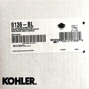 Kohler K-9136-BL Tile-In Square Shower Drain Matte Black NEW IN BOX